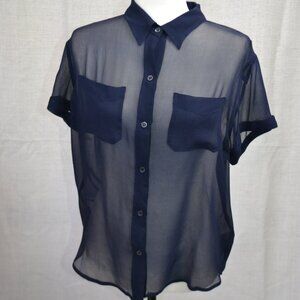 Equipment Femme Sheer Silk Short-Sleeve Blouse – Size S